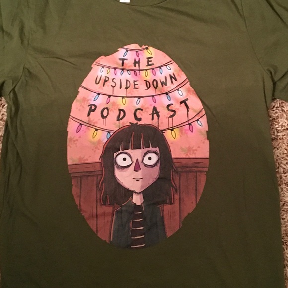 Womens T-Shirt Stranger Things Upside Down Podcast - Picture 3 of 3